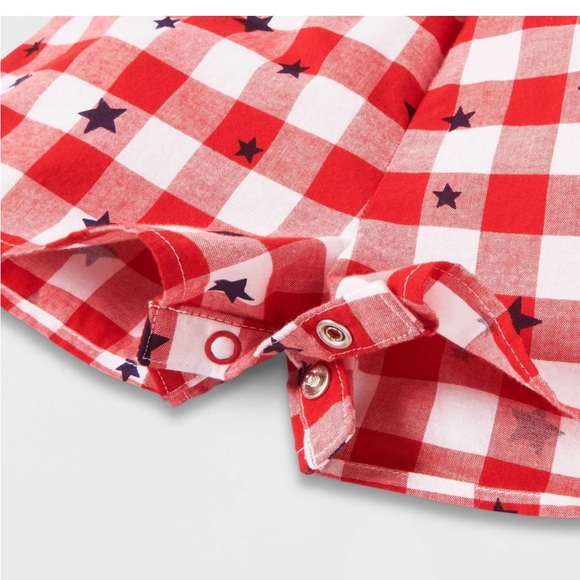 Toddler Girls' Gingham Star Romper -
Cat & Jack size 3T 4th of July - Picture 2 of 3